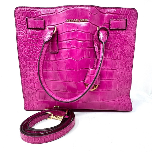 Michael Kors Dillon Raspberry Large Embossed-Leather North South Tote - Picture 4 of 12